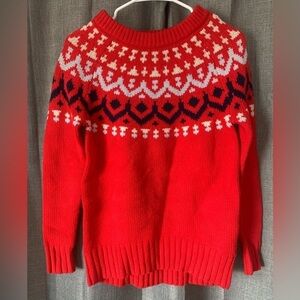 J. Crew Fair Isle Merino Wool Crew Neck Sweater Winter Nordic Ski Red XXS NWT